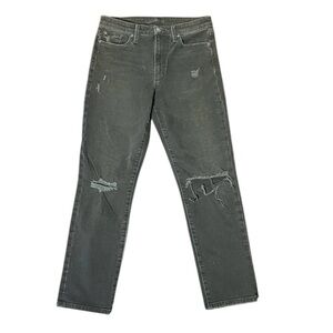 JOE’S Jeans The Milla High Rise Straight Leg Black Denim Distressed Size 28